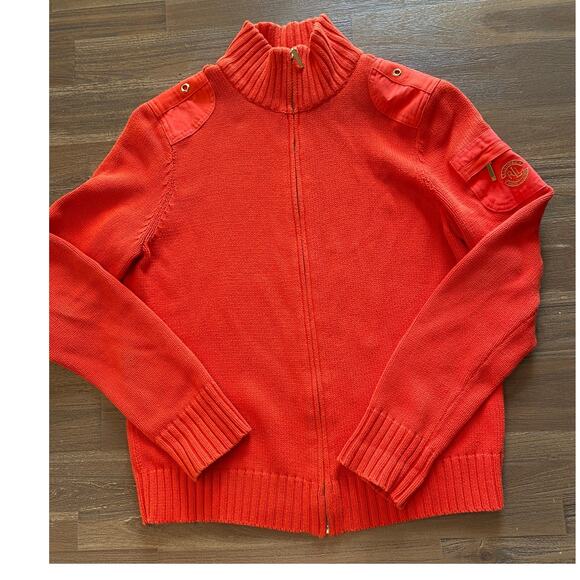 Lauren by Ralph Lauren Sweaters - Lauren Ralph Lauren Orange Full Zip Arm Pocket Logo Sweater Size M
